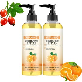 Vitamin C Body Oil, Moisturizer with Turmeric & Rosehip Oil - Brightening Skin Glow Oil for Dry Skin, Dark Spots, Hydrating After Shower Body Massage Glow Oil for Radiance