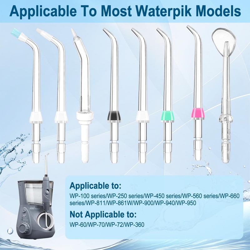 Replacement Heads for Waterpik, 8 Pcs Oral Irrigator Nozzle Set,