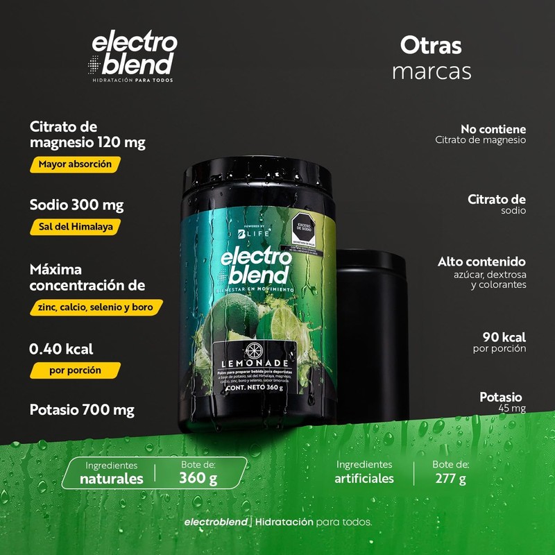 B Life Electrolitos en Polvo 360g Sabor Limonada sin Azúcar