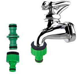 Gardena Tap Connector, Garden Hose Connector, 1/2 Inch 3/4 Inch Plastic Hose Connector, 2-in-1 Garden Thread Connection for Tap (Green)
