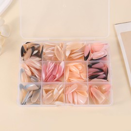 288Pcs French Press on Nails Medium Almond Fake Nails 12 Colors 12 Packs French Tips Glossy Acrylic Nails Full Cover Stick on Nails for Women Girls DIY Manicures