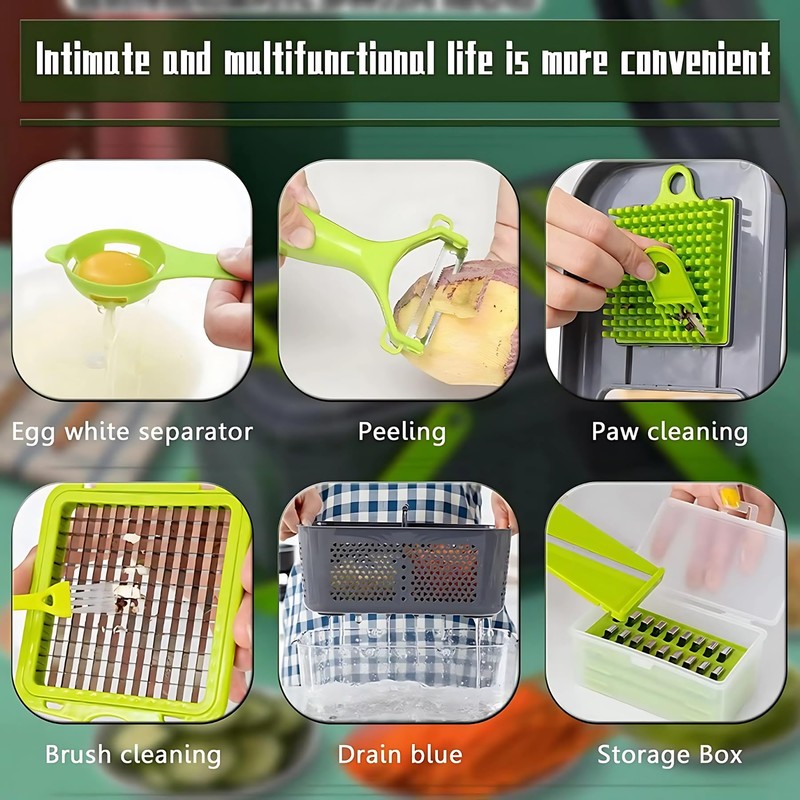 Yurdas Vegetable Chopper and Slicer Set, 14-in-1 Mandoline Slicer with