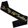 Novaflare It's My 16th Birthday Sash, Black Gold Birthday Sash
