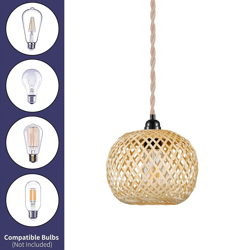 EcoGehen Vintage Pendant Lamp with Plug - Boho Lamp Pendant