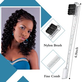 Geiserailie 3 Pcs Slick Back Hair Brush Set Bristle Hair Brush Edge Control Brush Teasing Comb for Women Black Hair(Clear Colorful)