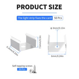 FOCMKEAS 50Pcs LED Strip Light Clips Neon lamp Mounting Fixing Bracket Stainless Steel Clamp Holder with Screws for H-805 LED Strip Lighting Cable Indoor and Outdoor