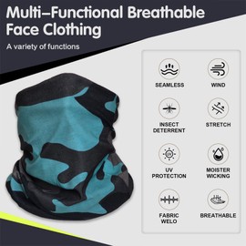 20pcs Cooling Neck Gaiter for Men Women Gator Face Mask Scart Cover Breathable Balaclava Bandana Sun Protection (Camo-1, One size)