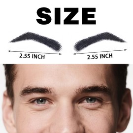 Fake Eyebrows, False EyeBrows 100% Handmade Full Lace Re-Usable Natural Invisible Realistic False Eyebrow Extensions for Man and Women, One Pair (Style 6)