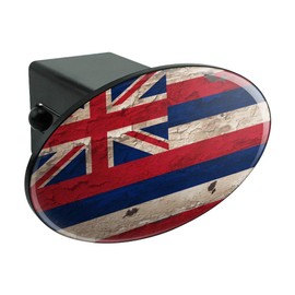 GRAPHICS & MORE Rustic Distressed Hawaii State Flag Oval Tow Trailer Hitch Cover Plug Insert