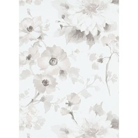 CONCORD WALLCOVERINGS ™ Sample for Display Purpose only Floral Textured Wallpaper Featuring Flower Tulips, White Taupe Cream, 7in x 10in; 10051-31