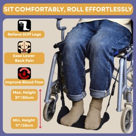 Caredgitz Wheelchair Foot Rest Hammock, Wheel Chair Leg Rest w/Rigid Base, Foot Sling for Footrest Replacement Adjustable Height, Anti Clash Leg Support Hammock for Rollator, Wheelchair Accessories