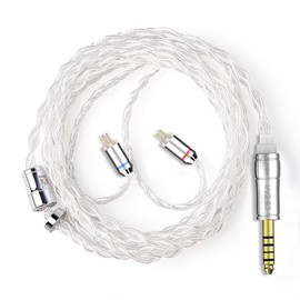 [KBEAR 4904] 2pin 0.17 inch (4.4 mm) Re-cable, 4 Pole, 4 Core 99.99% Pure Silver Cable, 0.17 inch (4.4 mm) Earphone Upgrade Cable, Compatible with ZSN/ZSN Pro/ZS10/ZS10 PRO/ZST/ZST-X etc. (2pin 0.17