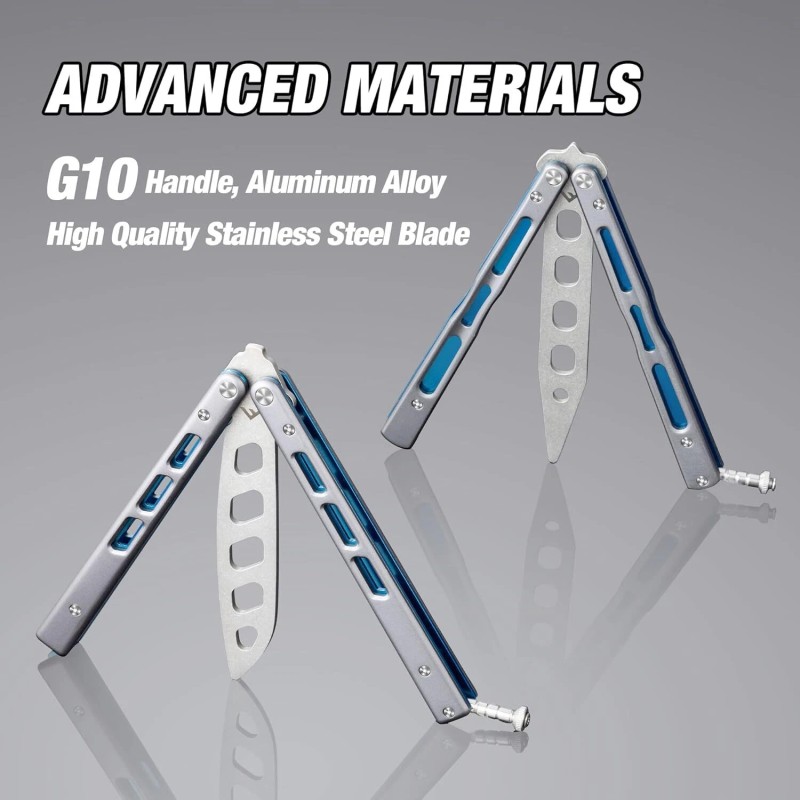 FLISSA 2 PC Multi-functional Practice Tool Non-sharp Blade Butterfly Balisong