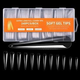 COLORBIRD Nail Tip, Long, Super Long, 240 Pieces, Super Demon Long, Clear, Gal Nail Nail (Point SL)