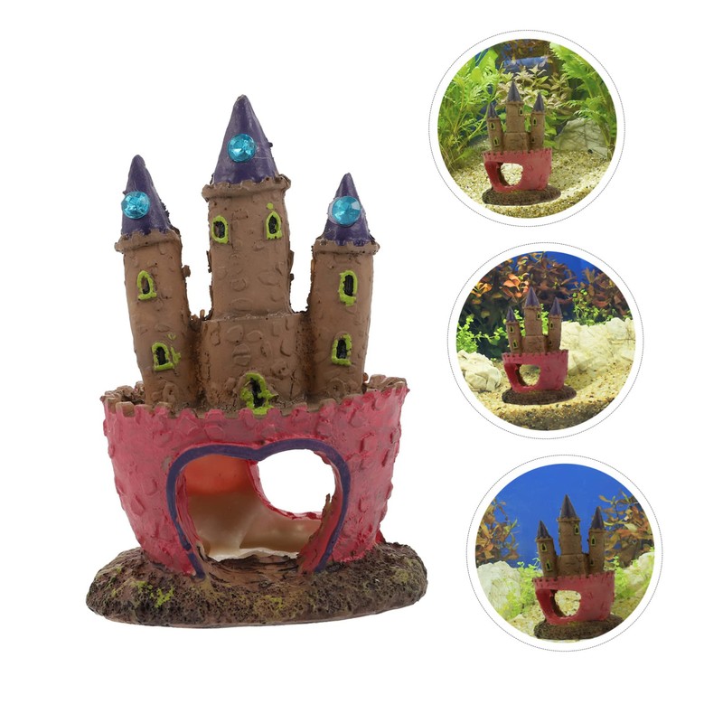 iplusmile 2pcs Castle Fish Tank Resin Decoration Aquarium Landscape Ornament