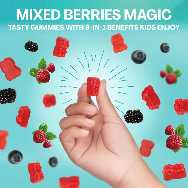 Kids Multivitamin Gummies Mixed Berry Flavor, Daily Nutrient Supplement for