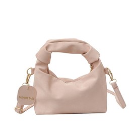 Simple Pleated Handle Shoulder Bag, Women Leather Hand Bag Clutch Bag Purse, Trend Mini Shoulder Bag Crossbody Bags Handbags, Pink