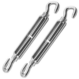 2PCS M12 SUS304 Stainless Steel Hook and Hook Turnbuckles,1/2"C C Turnbuckles,1/2" Heavy Duty Corrosion-Resistant Turnbuckles for Shade Sails, Wire Rope Tension,Marine,Guardrails Rigging.