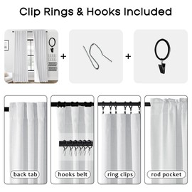 PANELSBURG 104 Inch Length White Blackout Back Tab/Rod Pocket Thermal Insulated Linen Curtains 2 Panels