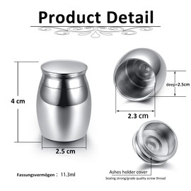 Zysta Stainless Steel Mini Urn Waterproof Memorial Urn for Cremation Ashes Burial Mini Funeral Urn Keepsake for Safe Storage of Ashes