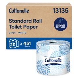 Cottonelle Professional Standard Roll Toilet Paper, Bulk (13135), 2-Ply, White, Compact for Easy Storage (20 Rolls of 451 Sheets, 9,020 Sheet Total)