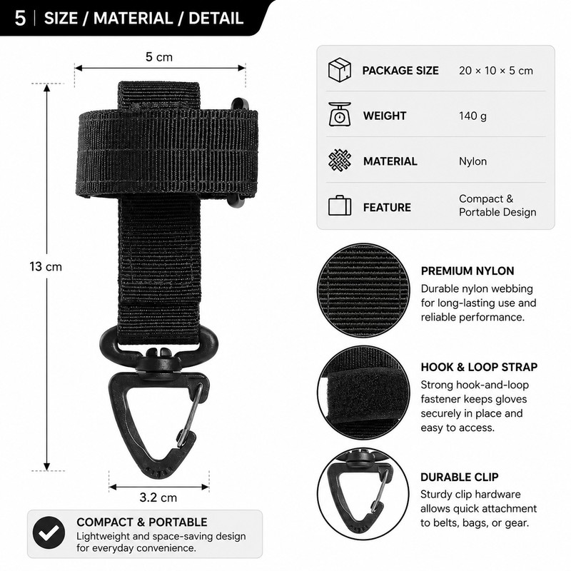 Nylon Glove Holder Clips for Outdoor Gear – Anti-Lost Belt