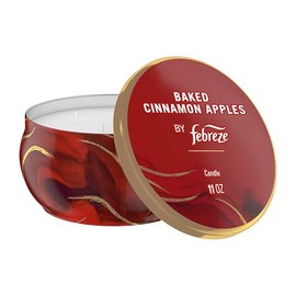 Febreze Scented Candle, Baked Cinnamon Apples Scent, 11 oz 4 Wick Candle, Single Pack