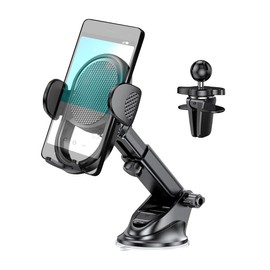 TSUGAMI Car Phone Holder Mount, 3 in 1 Phone Mount for Car Dashboard Windshield Air Vent, Hand Free Automotive Cell Phone Mount for All Smartphones, Universal Car Interior Accessories