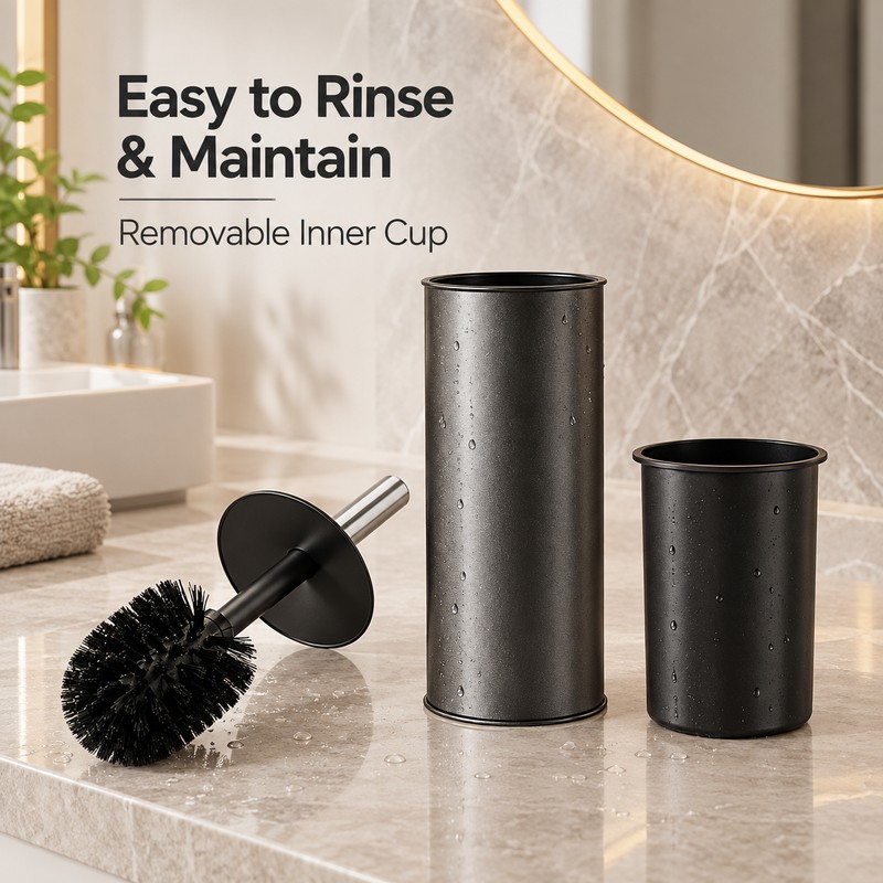 Toilet Brush and Holder Set – Heavy-Duty Long Handle Bathroom