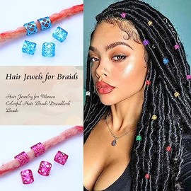 NAISKA 50 cuentas de joyería para rastas, pinzas para trenzas, anillos para mujer - Puños de metal de aluminio multicolor, accesorios para trenzar el cabello
