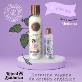 RITUAL BOTANICO Keratina Organica 250 ML - 12 Aceites Naturales y Aminoácidos que aportan brillo, sedosidad y nutrición. Keratina para alisar el pelo entre 4-6 meses. Con Argán, Té Verde, Karité,