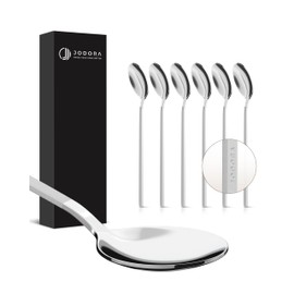 JODORA Design Coffee Spoon 13.5 cm – 6 Dessert Spoons Matte Silver – High Quality Tea Spoon Dishwasher Safe – Sturdy Small Spoon Made of Rustproof Stainless Steel