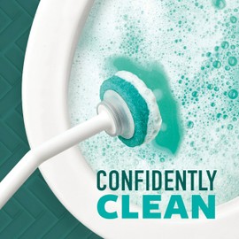 Scotch-Brite Power Scour Toilet Cleaning System, Toilet Bowl Cleaner with Disposable Scrub Pad Tablets, Includes 1 Wand, Stand and 5 Scrubbing Pad Refills