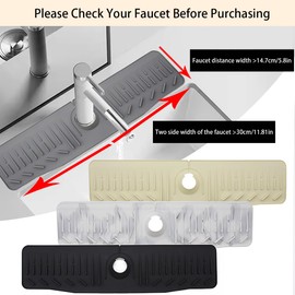 23.6 Inch Silicone Folding Faucet Mat for Kitchen Sink, 10°Slope Sink Water Splash Guard Draining Mat, Faucet Draining Mat of Sink Accessories Drying Mat-Grey