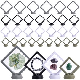 Framendino, 30 Pack 3D Floating Frame Display Case 4.3" 3.5" 2.8" Challenge Coin Stands Holders Jewelry Storage Boxes for Medallions Gems Stamps (Colors A)