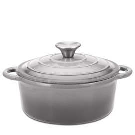 Hamilton Beach 3-Quart Enameled Cast Iron Dutch Oven with Lid | Cream Interior for Even Heat Distribution, Gray