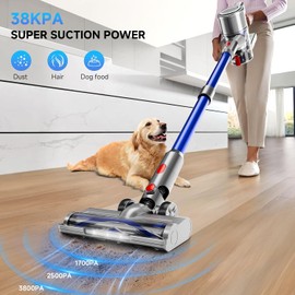 Cordless Vacuum Cleaner, 8 in 1 Powerful Stick Vacuum with 50Mins Rechargeable Battery, Vacuum Cleaners for Home Anti-Tangled Lightweight Handheld Vacuum for Hardwood Floor, Carpets, Pet Hair, Blue