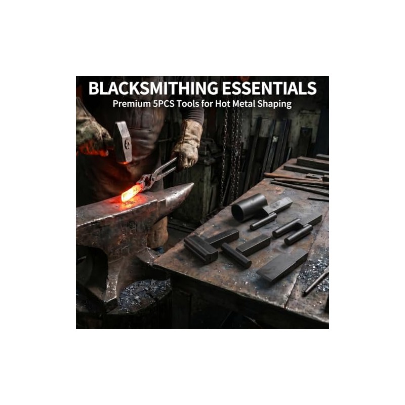 5PCS 1Inch Blacksmith Anvil Hardy Tool Set for Forging