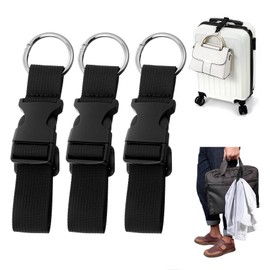 Luggage Strap for Carry on Bag, 3 Pcs add a Bag Luggage Strap, Carry Your Extra Bags for Connecting Your Handbag, Jacket (Black)