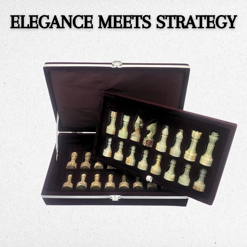 OceanicX Handcrafted Premium Marble Chess Pieces Set – Elegant 32-Piece