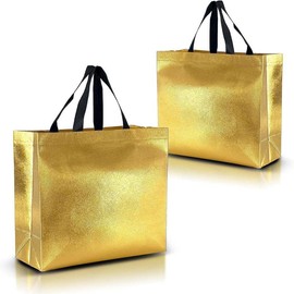 Luxury Mix Color Reusable Gift Bags Medium Size - Mix Color Set with 4 Rose Gold, 4 Silver, 4 Gold Gift Bags in Bulk - Birthday Gift Bags With Handles, Goodie Bags, Party Favor Bags - 8X4X10 - Color: Gold - Large Size