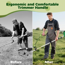 Yomoho Upgraded Weed Eater Handle, Ergonomic String Trimmer Handle with Adjustable Shoulder Strap and Clamp, Weedeater Handle Extension for Lawn Care, Landscaping, and Yard Trimming Edging