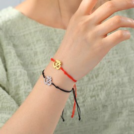 UNIFT Om Bracelet For Men & Women Stainless Steel Hindu Symbol Om Amulet Bracelets Charm Yoga Adjustable Bracelet Hypoallergenic Jewelry (silver+gold, Stainless Steel)