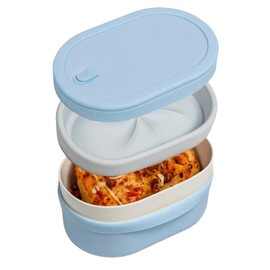 SWANZ Ceramic Bento Box - Leak Proof, Microwave and Oven Safe, Non-Reactive, Self Draining, BPA-Free, Blue, 30.4 Oz