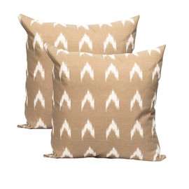 TRESMESTRES Decorative Cushion Covers for Bed - Mediterranean Style, Colorful, Ikat - Decorative Cushion Covers for Bed - Cushion Cover 50x70 cm - Set of 2, Beige