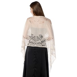 FAIRYGATE Womens Scarf Wraps Floral Lace Fringed Tassels Wedding Cape Evening Party Shawl Warm Scarfs A0618