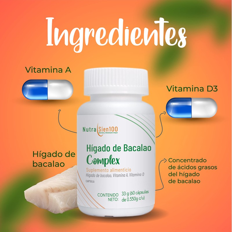 Nutrasien100 Hígado de Bacalao Complex Vit A y Vit D