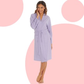 Metzuyan Ladies Recycled Yarn No Collar Kimono Robe Summer Lightweight Dressing Gown Purple Small