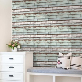 10 Pcs 3D Faux Wood Wall Panels，Peel and Stick Wood Tiles