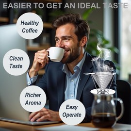 dailybrew Pour Over Coffee Maker, Triple Layer Stainless Steel Cone Coffee Filter, 4 Cup Non-electric Drip Coffee Maker, Manual Portable Pour Over Coffee Maker, Metal Cone Cafe Coffee Dripper